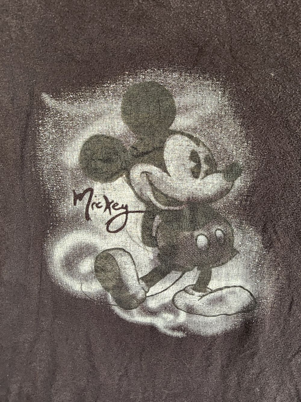 Disney Black V-Neck Tee with Faded Mickey Graphic Sleep Shirt - Picture 3 of 5